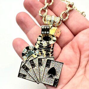 Kirks Folly Casino Royale Womens Necklace Crystal Magnetic Enhancer Gold Tone